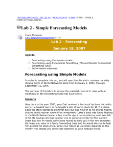 Lab 2 - Simple Forecasting Models