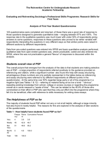 Summary Analysis of Student Questionnaire