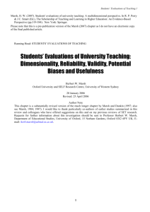 Students` Evaluations of University Teaching: Research