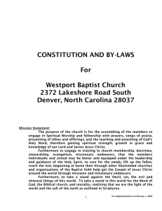 Constitution and Bylaws - Westport Baptist Church