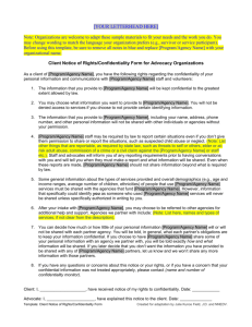 Template: Client Notice of Rights Form/Confidentiality