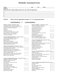 Metabolic Assessment Form - North State Medical Group
