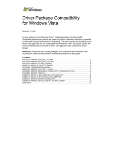 Driver Package Compatibility for Windows Vista