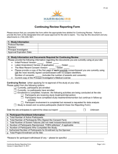 Continuing Review Reporting Form