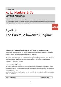 Capital Allowance Regime