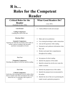 Roles for the Competent Reader