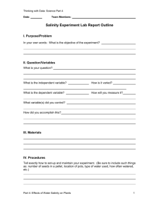 Salinity Experiment Reporting Template