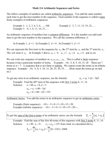 Math 114 Arithmetic Sequences and Series