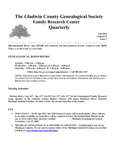 GCGS Newsletter Fall 2010 - Gladwin County Genealogical Society