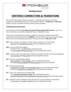 Sentence Connectors and Transitions