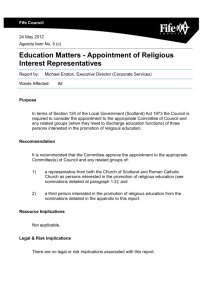Education Matters - Appointment of Religious Interest
