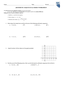 WORKSHEET: Arithmetic Sequence & Series Word Problems