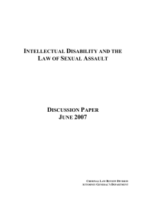 Discussion Paper: Intellectual Disability and the Law of Sexual Assault