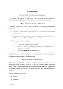 Guidance Note for Particular Emotional Hardship Claims
