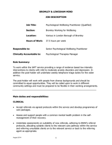 Job Description - Qualified Psychological Wellbeing Practitioner