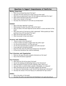 Questions to Support Comprehension of Nonfiction