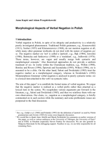 Morphological Aspects of Verbal Negation in Polish