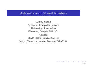 Automata and Rational Numbers - the David R. Cheriton School of