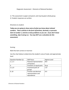 Diagnostic Assessment – Elements of Rational Numbers 1) This