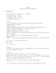 CS336 Homework Assignment 3 Solutions Section 1.5 20. U = Z,N(x