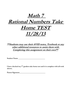 Math 7 Rational Numbers Take Home TEST 11/28/13