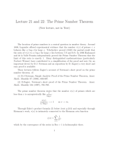 Lecture 21 and 22: The Prime Number Theorem