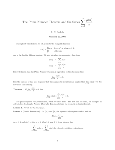 The Prime Number Theorem and the Series ∑ µ(n) n