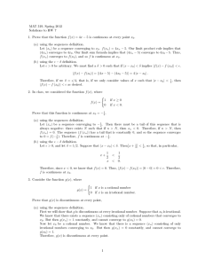 MAT 319, Spring 2012 Solutions to HW 7 1. Prove that the function f