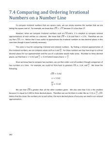 7.4 Comparing and Ordering Irrational Numbers on a Number Line
