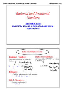 5.1 and 9.4 Rational and Irrational Numbers.notebook