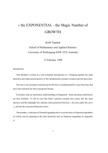 e the EXPONENTIAL - the Magic Number of GROWTH