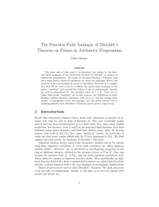 The Function Field Analogue of Dirichlet`s Theorem on Primes in