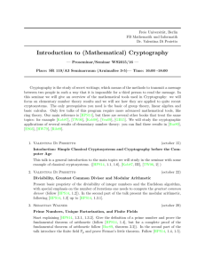 Introduction to (Mathematical) Cryptography