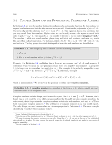 3.4 Complex Zeros and the Fundamental Theorem of Algebra