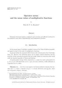 Operator norms and the mean values of multiplicative functions
