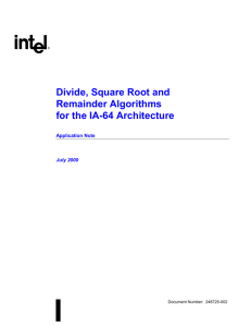 Divide, Square Root and Remainder Algorithms for the IA-64