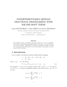 nondifferentiable minimax fractional programming with square root