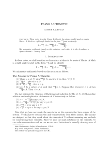 Peano Arithmetic - University of Illinois at Chicago