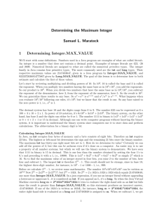 Determining the Maximum Integer Samuel L. Marateck 1
