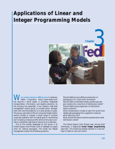 Applications of Linear and Integer Programming Models