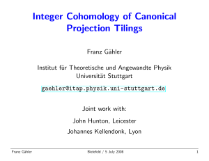 Integer Cohomology of Canonical Projection Tilings