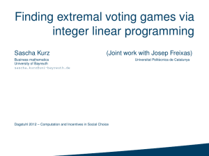 Finding extremal voting games via integer linear programming