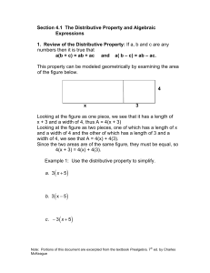 Section 4.1 The Distributive Property and Algebraic Expressions 1