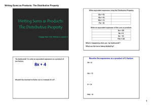 Writing Sums as Products: The Distributive Property