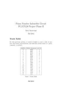 Prime Number Indentifier Circuit PC/CP120 Project Phase II