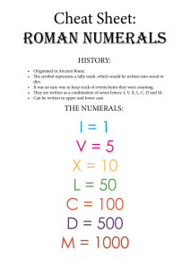 Cheat Sheet: roman numerals
