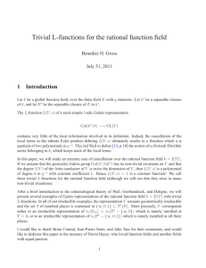 Trivial L-functions for the rational function field