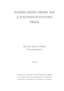 random matrix theory and l–functions in function fields
