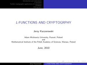 L-FUNCTIONS AND CRYPTOGRPHY