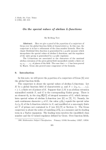 On the special values of abelian L